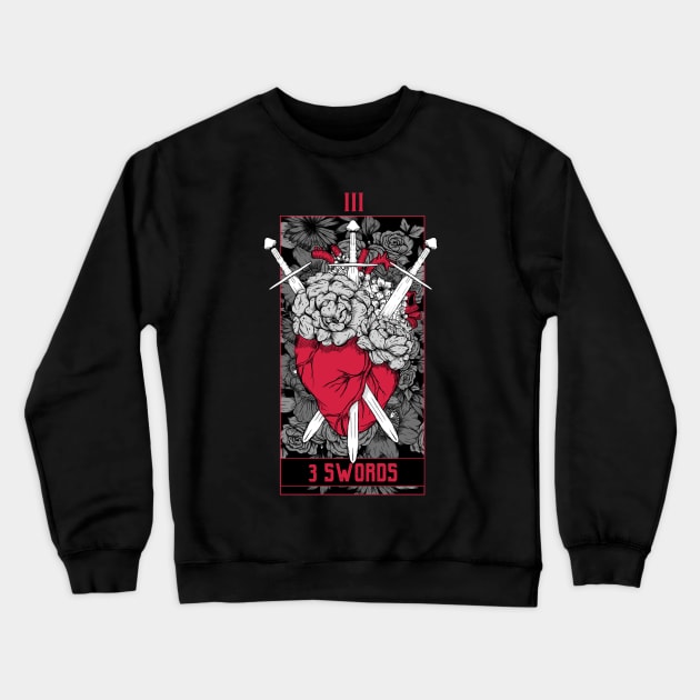 3 Swords Tarot Card - Red Crewneck Sweatshirt by Jess Adams